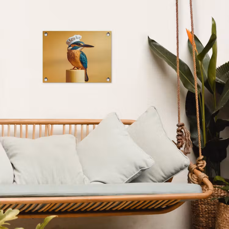 Ijsvogel - Pilaar - Koksmuts - Vogel tuinposter los doek klein -sfeer7