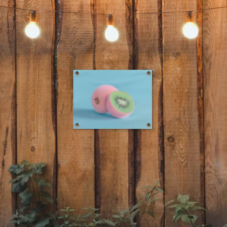 Kiwi - Blauw - Surrealistisch tuinposter los doek klein -sfeer1