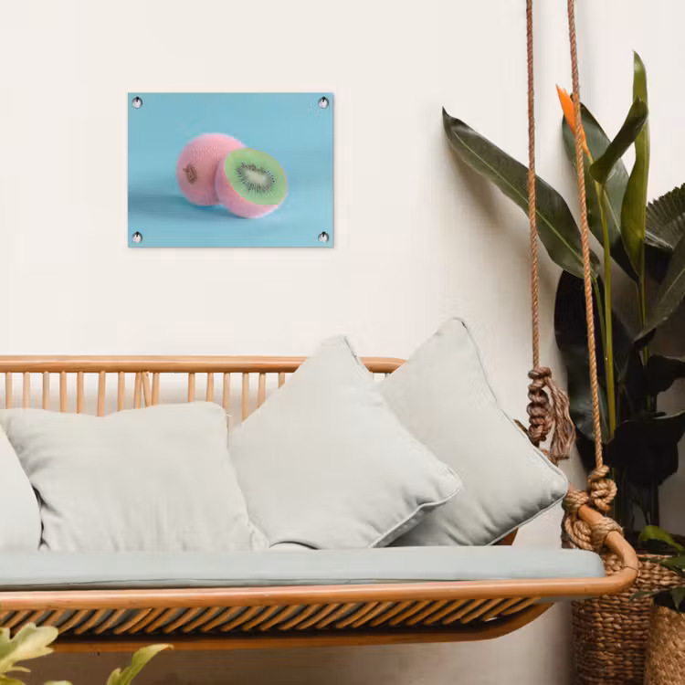 Kiwi - Blauw - Surrealistisch tuinposter los doek klein -sfeer7