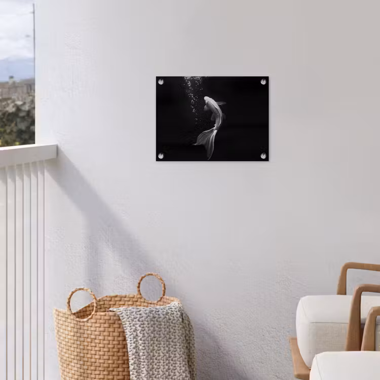 Koi - Vis - Wit - Zwart tuinposter los doek klein -sfeer8