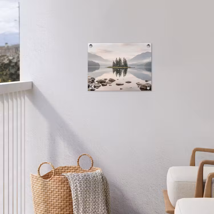 Meer - Bergen - Landschap - Groen tuinposter los doek klein -sfeer8