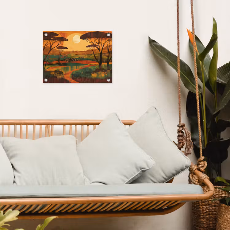 Landschap - Afrikaans - Zon tuinposter los doek klein -sfeer7