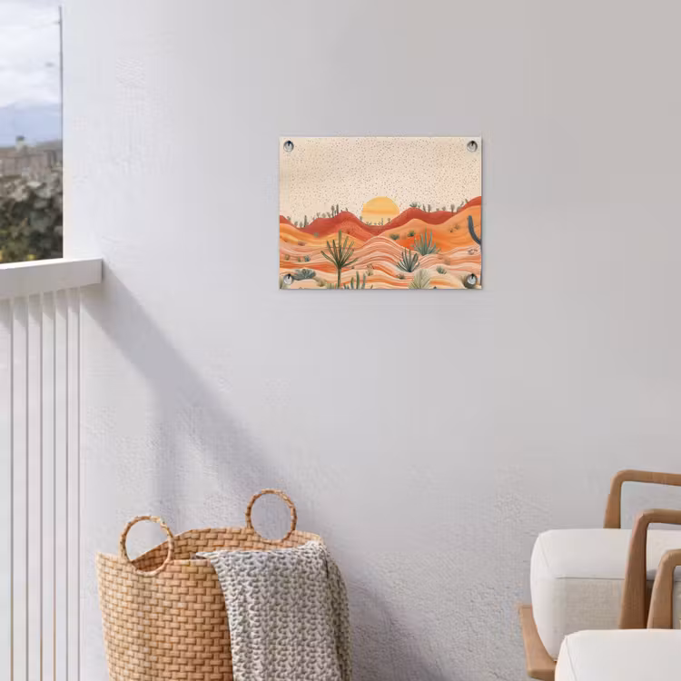 Landschap - Heuvels - Zonsondergang tuinposter los doek klein -sfeer8