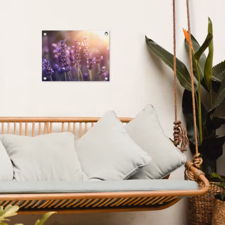 Lavendelbloemen - Paars - Zonlicht tuinposter los doek klein -sfeer7