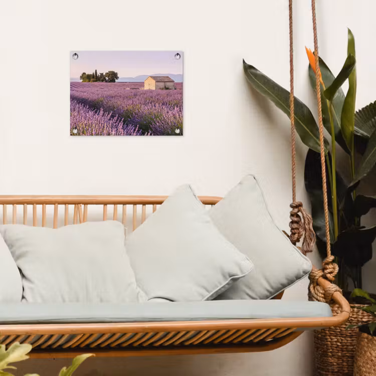 Lavendel - Landschap - Sereen - Paars tuinposter los doek klein -sfeer7
