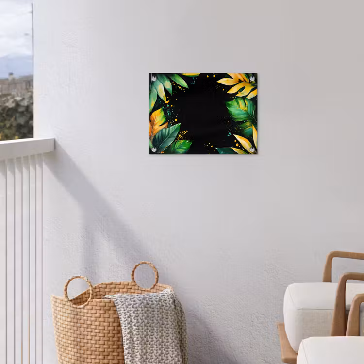 Bladeren - Groen - Geel - Verf - Jungle tuinposter los doek klein -sfeer8