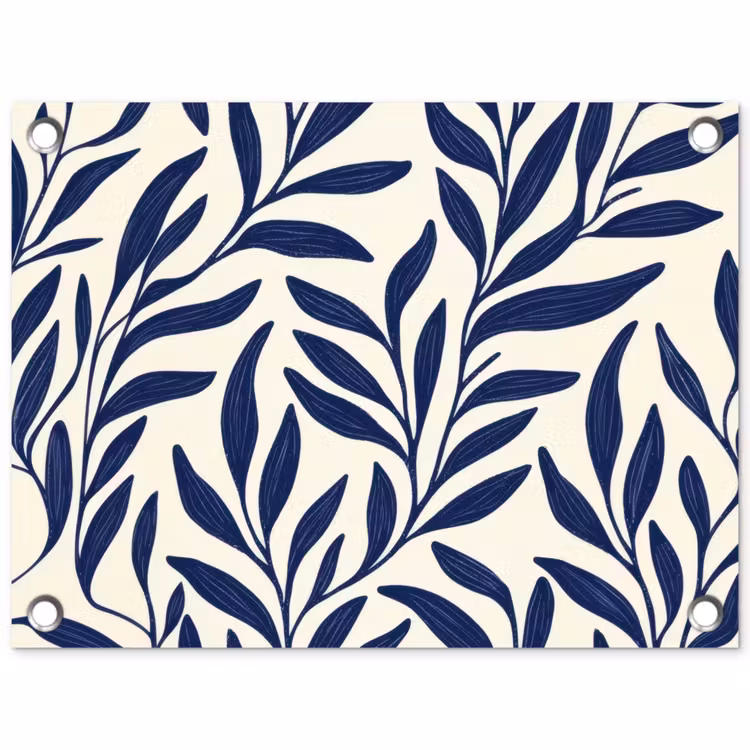Bladeren - Klimop - Donkerblauw tuinposter los doek klein -3d
