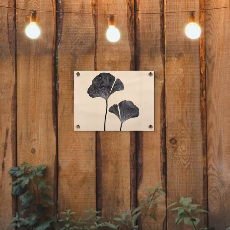 Bladeren - Minimalistisch - Zwart tuinposter los doek klein -sfeer1
