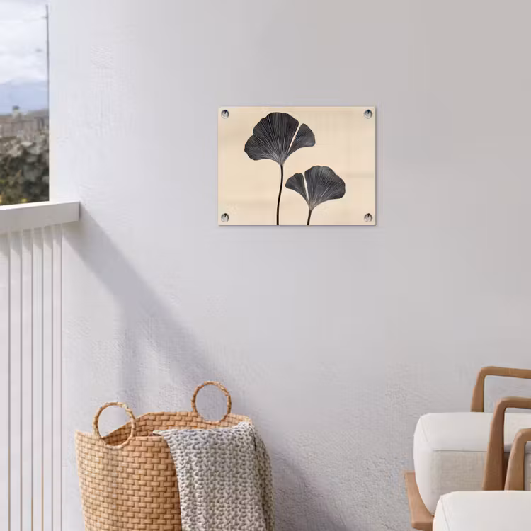 Bladeren - Minimalistisch - Zwart tuinposter los doek klein -sfeer8