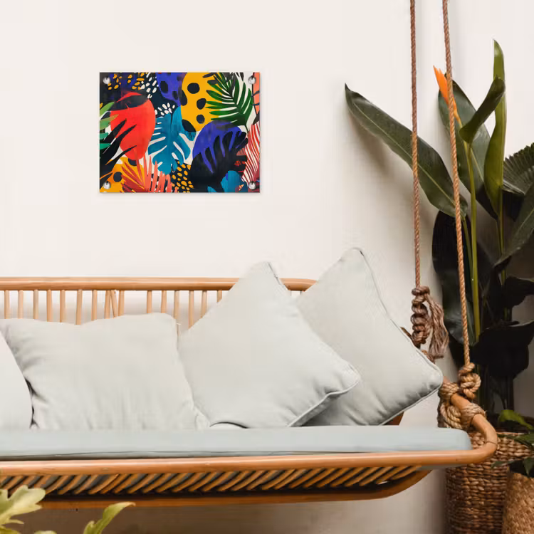 Bladeren - Vormen - Abstract - Kleurrijk tuinposter los doek klein -sfeer7