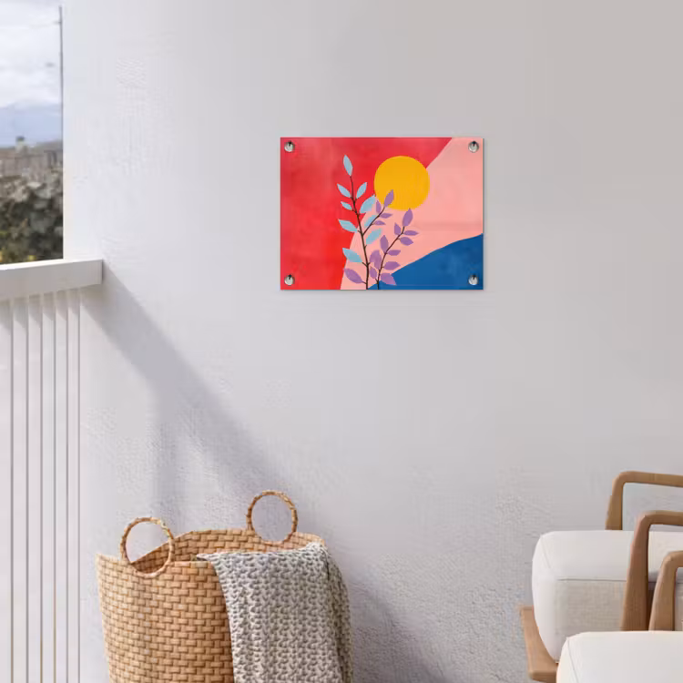 Bladeren - Zon - Abstracte vormen tuinposter los doek klein -sfeer8