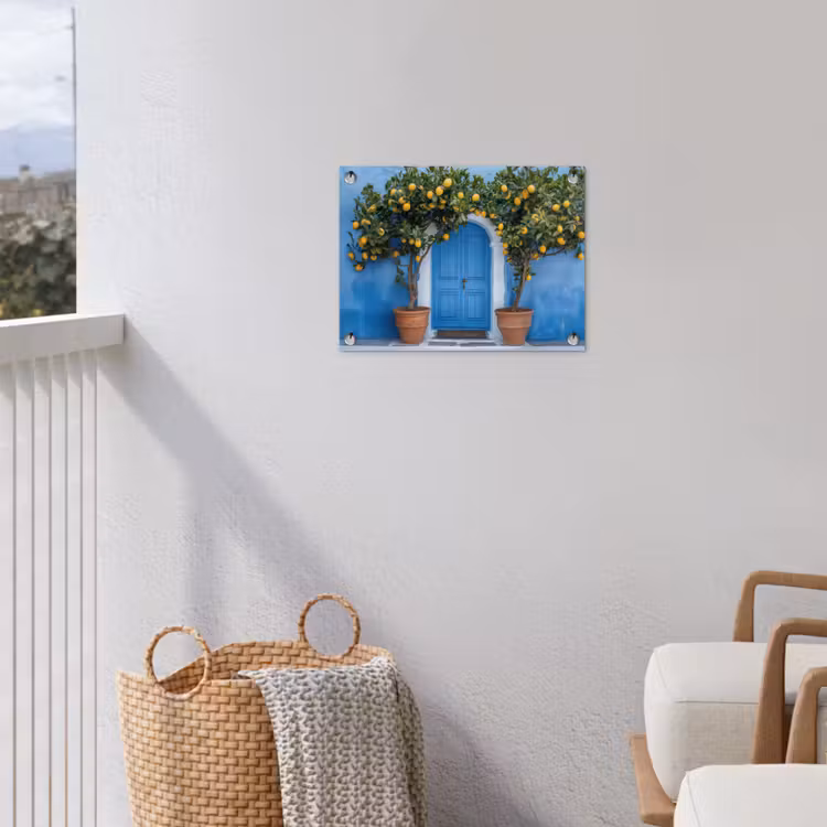 Citroenbomen - Geel - Deur - Potten tuinposter los doek klein -sfeer8