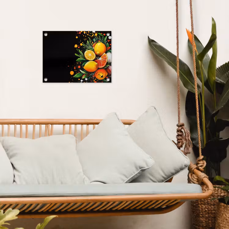 Citroenen - Zwart - Kruiden - Graffiti - Verf tuinposter los doek klein -sfeer7