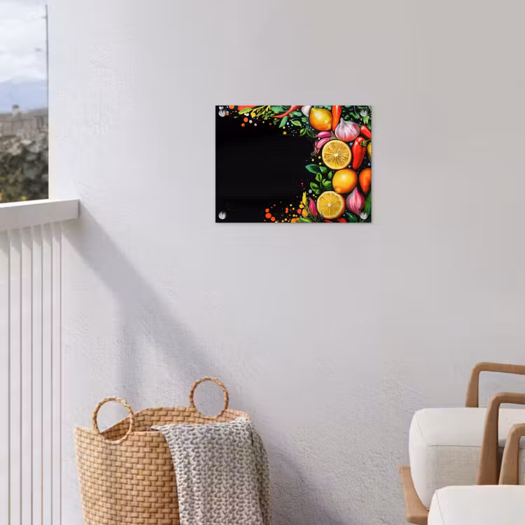 Citroenen - Peper - Kruiden - Graffiti - Verf - Abstract tuinposter los doek klein -sfeer8