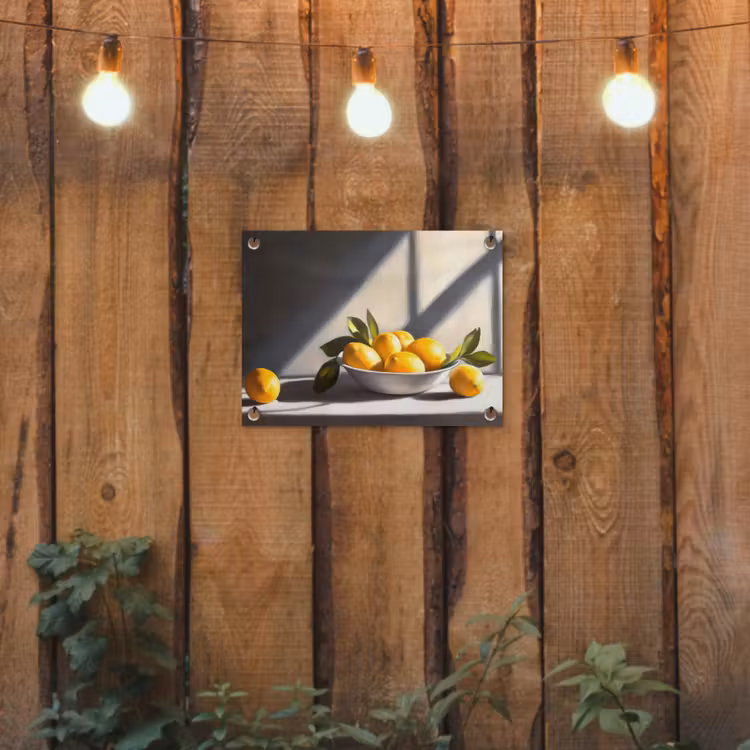 Citroenen - Stilleven - Geel tuinposter los doek klein -sfeer1