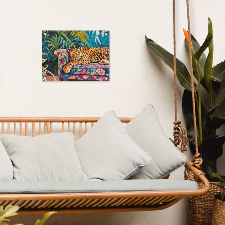Luipaard - Kleurrijk - Tropisch tuinposter los doek klein -sfeer7