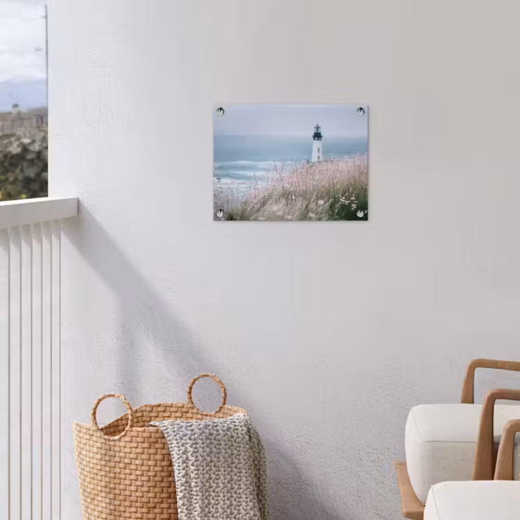 Vuurtoren - Klif - Zee - Bloemen tuinposter los doek klein -sfeer8