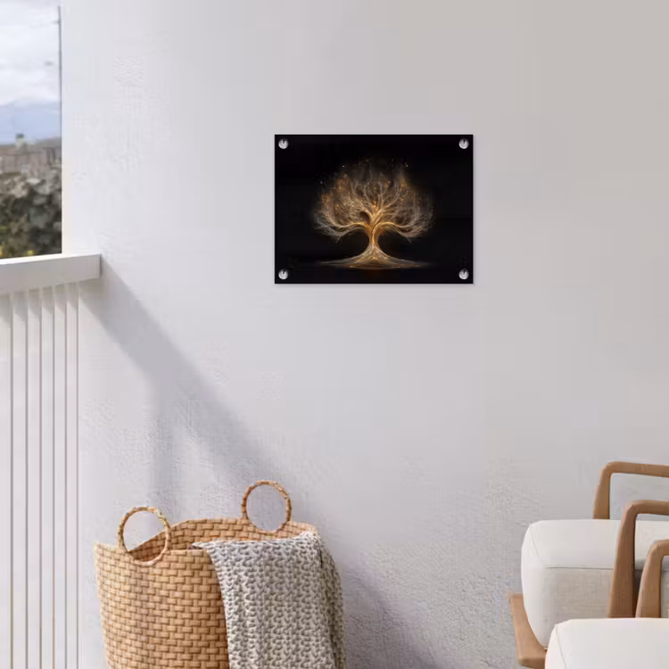 Lichtjes - Boom - Abstract - Zwart tuinposter los doek klein -sfeer8