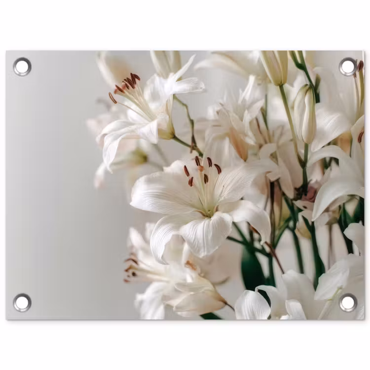 Lelies - Boekte - Wit - Meeldraden tuinposter los doek klein -3d