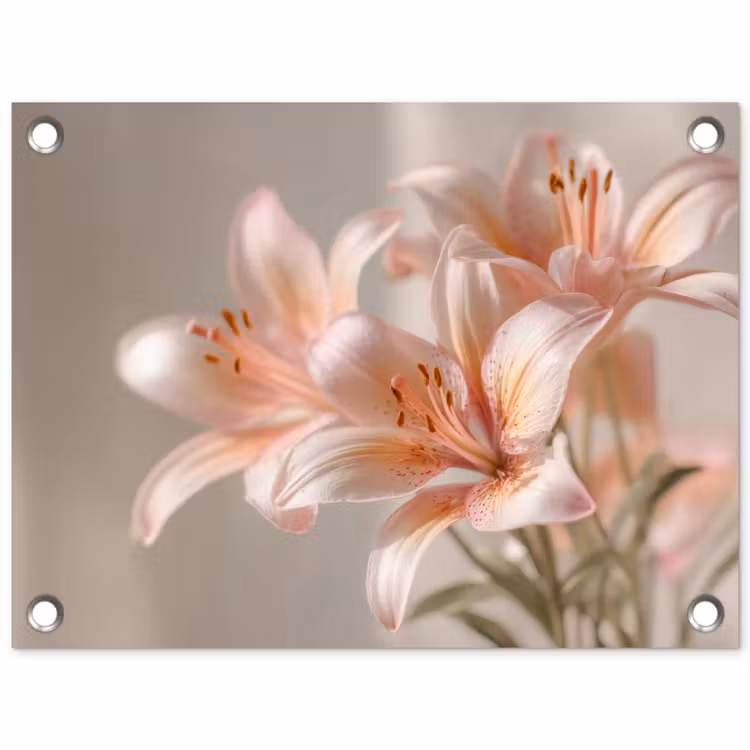 Lelies - Meeldraden - Roze - Wazig tuinposter los doek klein -3d
