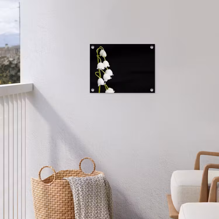 Lelietjes van dalen - Bloemen - Zwart - Flora tuinposter los doek klein -sfeer8