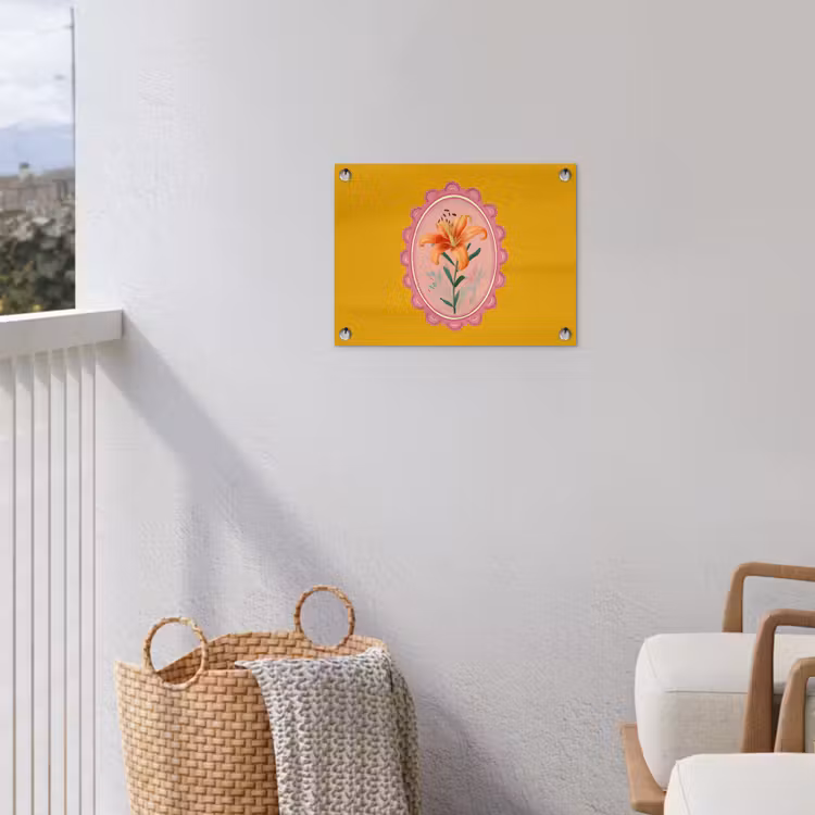 Lelie - Oranje - Lijst - Ovaal tuinposter los doek klein -sfeer8