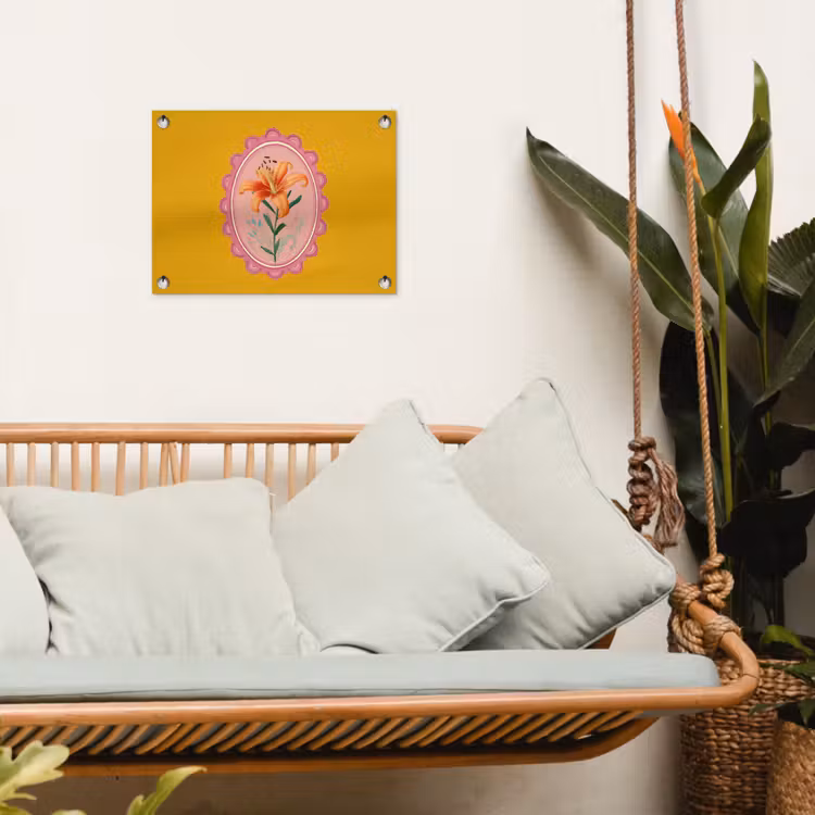 Lelie - Oranje - Lijst - Ovaal tuinposter los doek klein -sfeer7