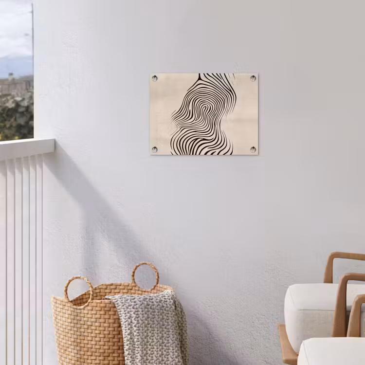 Lijnen - Abstract - Golvend - Zwart tuinposter los doek klein -sfeer8