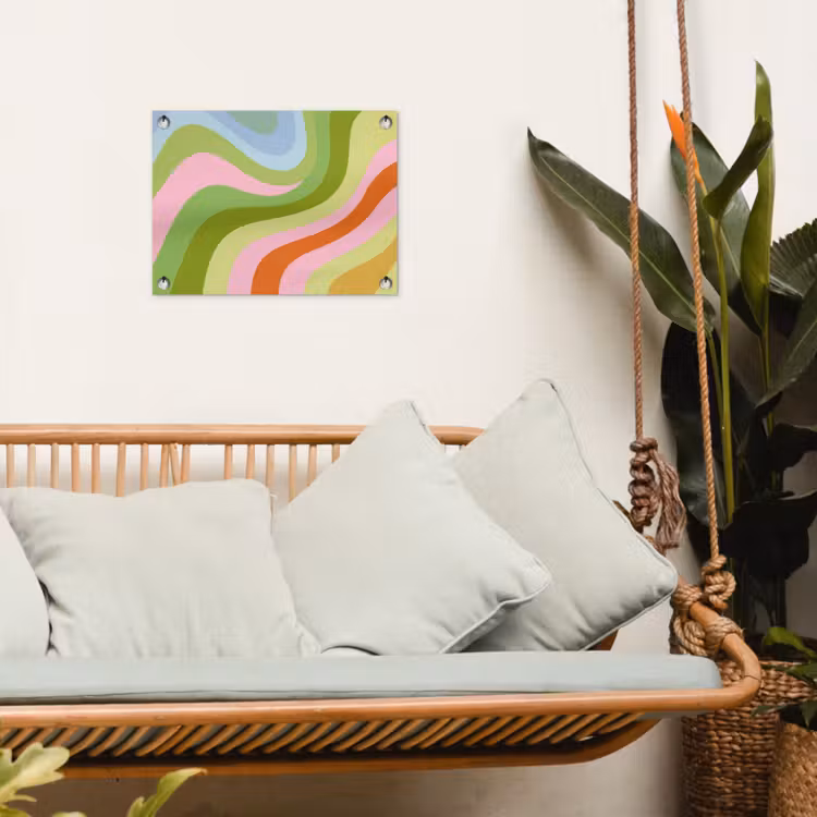 Lijnen - Pasteltinten - Golvend tuinposter los doek klein -sfeer7