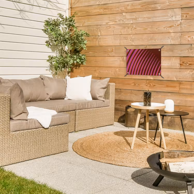 Lijnen - Rood - Beweging tuinposter los doek klein -sfeer4