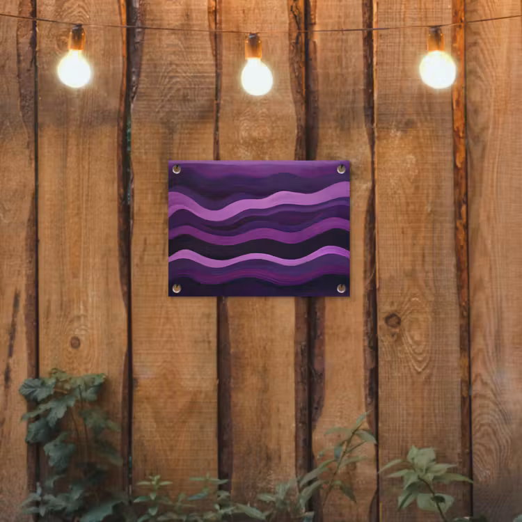 Lijnen - Golven - Paars - Abstract tuinposter los doek klein -sfeer1