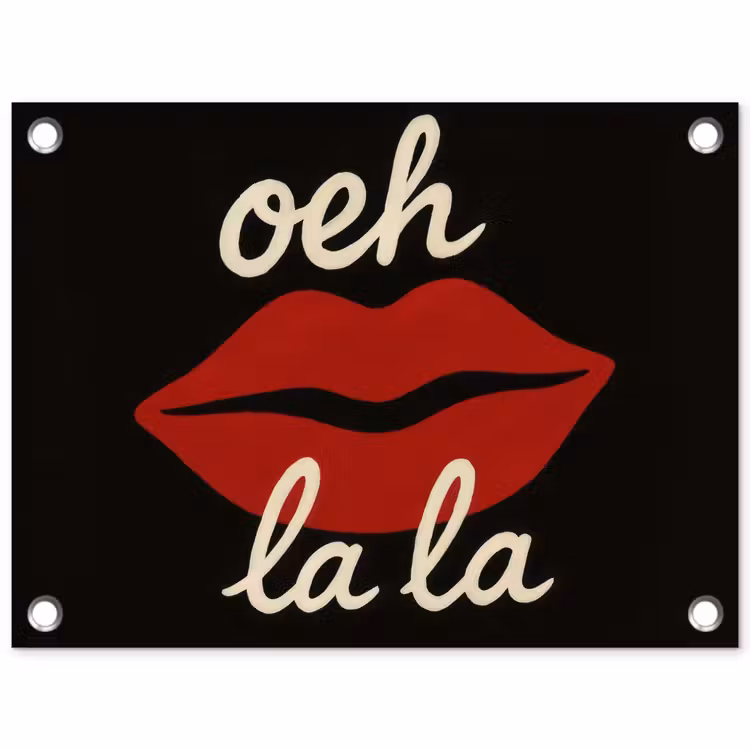 Lip - Rood - Quote tuinposter los doek klein -3d