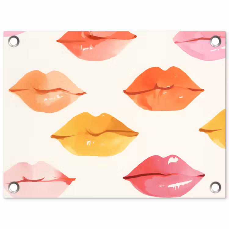 Lippen - Kleurrijk - Glanzend tuinposter los doek klein -3d