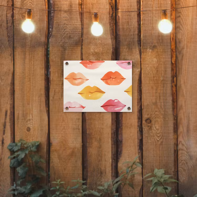 Lippen - Kleurrijk - Glanzend tuinposter los doek klein -sfeer1