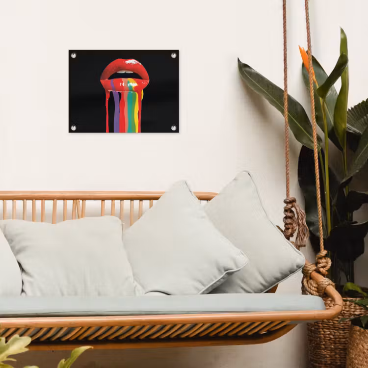 Lippen - Kleuren - Zwart tuinposter los doek klein -sfeer7
