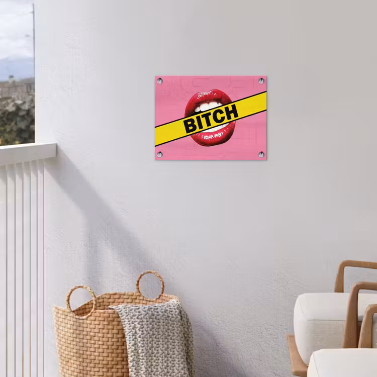 Lippen - Tekst - Kleurrijk tuinposter los doek klein -sfeer8