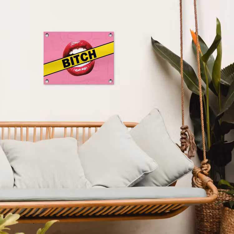 Lippen - Tekst - Kleurrijk tuinposter los doek klein -sfeer7
