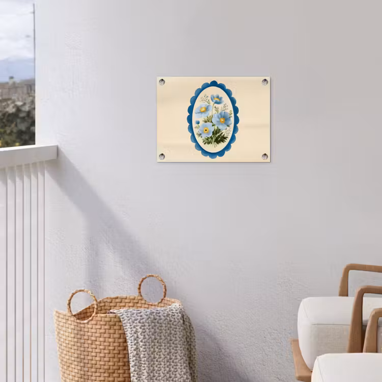 Lijst - Bloemen - Lichtblauw - Illustratie tuinposter los doek klein -sfeer8