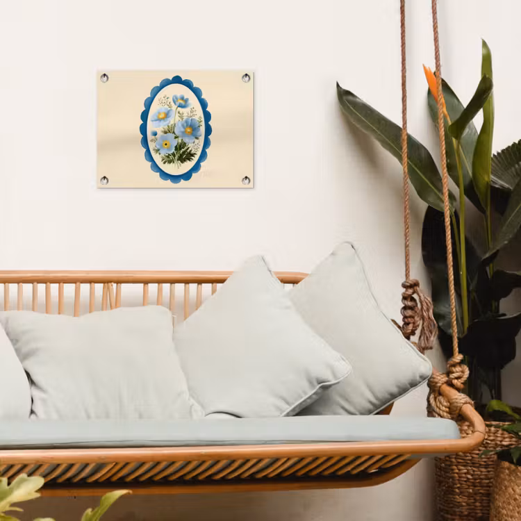 Lijst - Bloemen - Lichtblauw - Illustratie tuinposter los doek klein -sfeer7