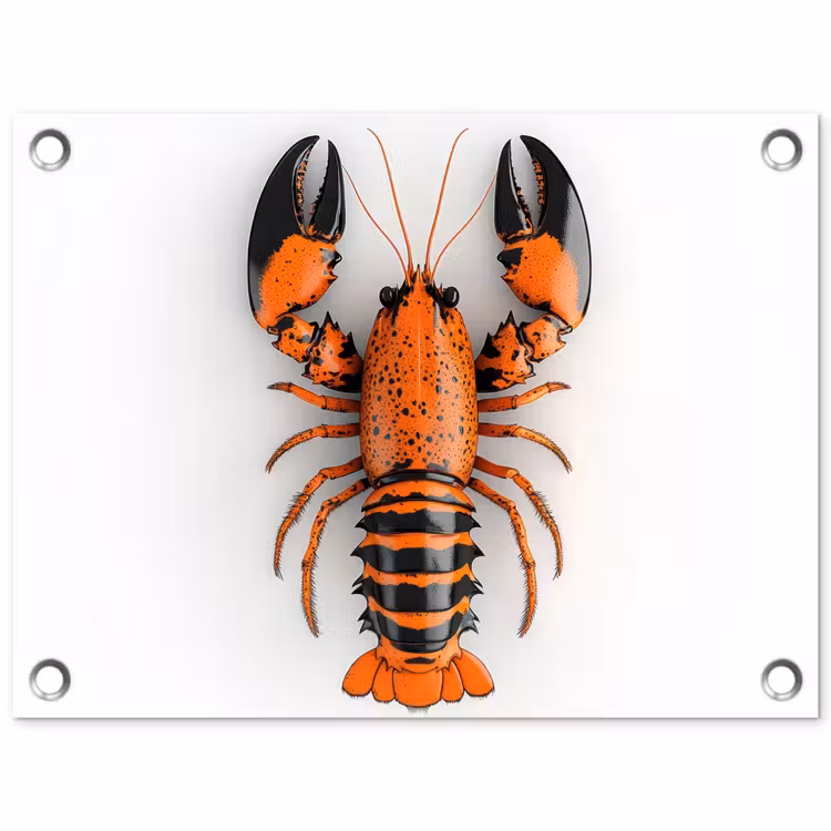 Kreeft - Zwart - Oranje - Wit - Uniek tuinposter los doek klein -3d