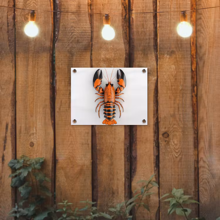 Kreeft - Zwart - Oranje - Wit - Uniek tuinposter los doek klein -sfeer1