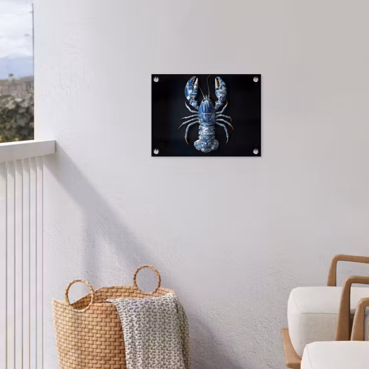 Kreeft - Delftsblauw - Schild - Stoer tuinposter los doek klein -sfeer8