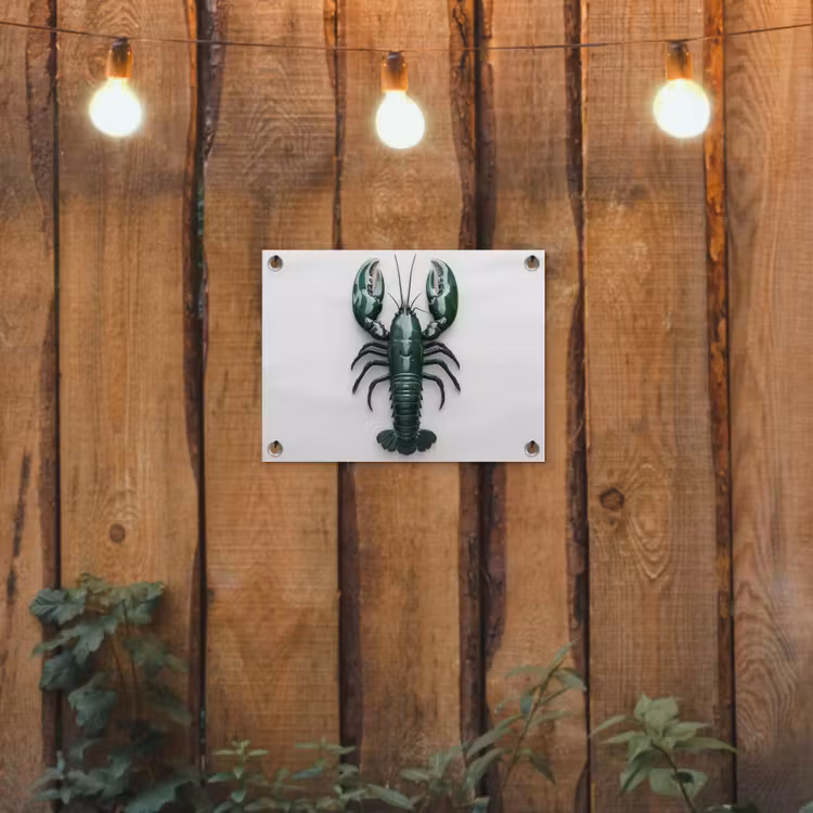 Kreeft - Glossier - Groen - Wit tuinposter los doek klein -sfeer1