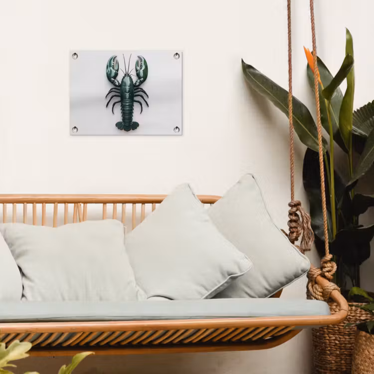 Kreeft - Glossier - Groen - Wit tuinposter los doek klein -sfeer7