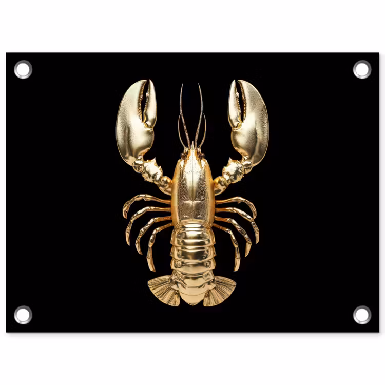 Kreeft - Goud - Textuur - Zwart tuinposter los doek klein -3d