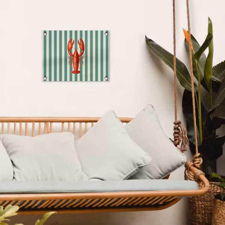 Kreeft - Strepen - Realistisch - Zomers tuinposter los doek klein -sfeer7