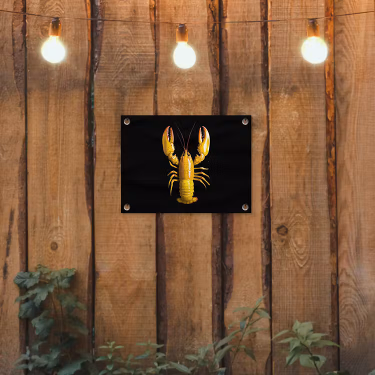 Kreeft - Geel - Stippen - Effen tuinposter los doek klein -sfeer1