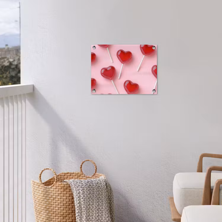 Lollies - Hartjes - Roze tuinposter los doek klein -sfeer8