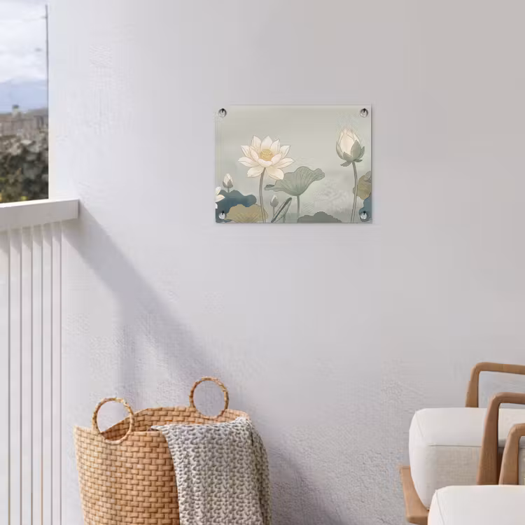 Lotus - Bloemen - Groen tuinposter los doek klein -sfeer8