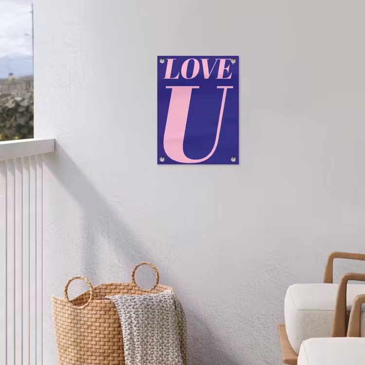 Love - Blauw - Valentijn tuinposter los doek klein -sfeer8